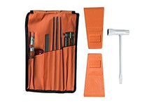 2 - 5.5" USA Made Felling Wedge, 1 Chainsaw Wrench, And 1 - 8 Piece Chainsaw Sharpener File Kit - 5/32, 3/16, and 7/32 Inch Files, Wood Handle, Depth Gauge, Filing Guide, and Tool Pouch. 3 Piece Bundle