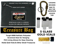 2 Dual Riffle Black Gold Pans | 12" Gold Pan | 10" Gold Pan | Treasure Bag and 5 Glass Gold Vials
