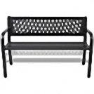 Steel 2 Seater Bench All Weather Patio Pool Black Metal Furniture For Garden Set