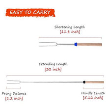 Homitt Marshmallow Roasting Sticks, Set of 10 Barbeque BBQ Skewers, 32-inch Long Extended Smores and Hot Dog Fork with Wooden Handle for Campfire Pit.