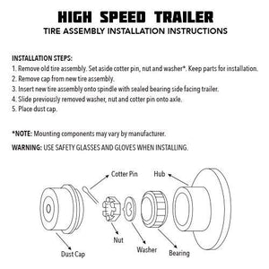 MARASTAR 80151-LS 4.80-8 Lrb Trailer Log Splitter Replacement Tire Assembly, 1 Pack