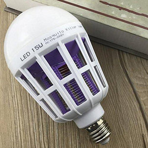 2 in 1 Bug Zapper LED Bulb, E27 15W Mosquito Killer Lamp, Pest Control Light Bulbs for Indoor Home Garden Patio Backyard