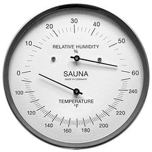 Fischer Sauna Thermometer (&deg;Fahrenheit) and Hygrometer 5.1 Inches, 194-01F - Made in Germany