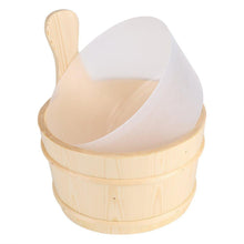 Sauna Wooden Bucket and Ladle Set with Plastic Liner 6L Volume Smooth Surface White Pine Wooden Sauna Accessory for Sauna and SPA