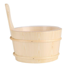Sauna Wooden Bucket and Ladle Set with Plastic Liner 6L Volume Smooth Surface White Pine Wooden Sauna Accessory for Sauna and SPA
