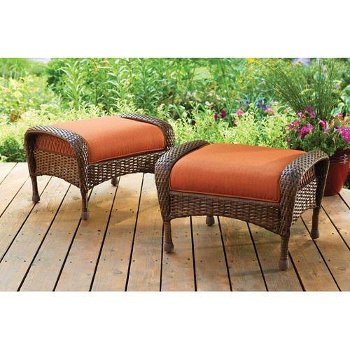 Azalea Ridge All-Weather Wicker Ottomans, Set of 2