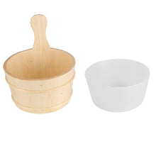 Sauna Wooden Bucket and Ladle Set with Plastic Liner 6L Volume Smooth Surface White Pine Wooden Sauna Accessory for Sauna and SPA