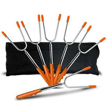 GikPal Marshmallow Roasting Sticks, 6 Pack Extending Stainless Steel Smores Skewers and Hot Dog Forks with Extra Long 45&rsquo;&rsquo; Telescoping Rotating Forks for BBQ Camping, Campfire, Fire Pit and Bonfire (45)