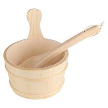 Sauna Wooden Bucket and Ladle Set with Plastic Liner 6L Volume Smooth Surface White Pine Wooden Sauna Accessory for Sauna and SPA