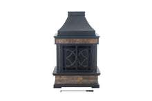 Sunjoy 35.4" x 23.6" x 56.6" Elson Slate and Steel Fireplace - Black Bronze, Large