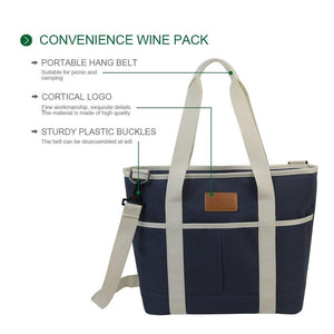 16L Large Insulated Bag | 25CAN Waterproof Cooler Carrier Bag| Thermal Picnic Tote | Lunch Bags for Outdoor Camping,Beach Day or Travel | Collapsible Grocery Shopping Storage Bag-Navy Blue