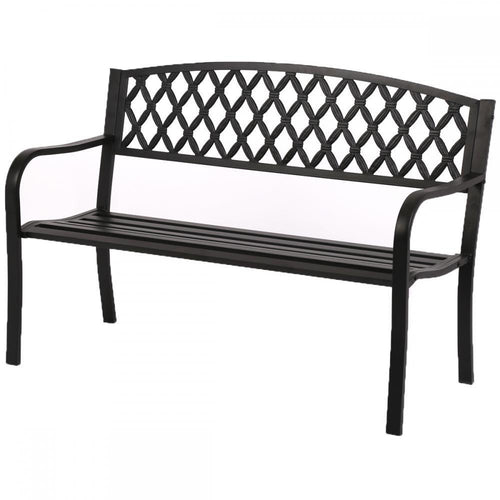 50" Patio Garden Bench Park Yard Outdoor Furniture Steel Frame Porch Chair