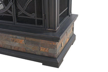 Sunjoy 35.4" x 23.6" x 56.6" Elson Slate and Steel Fireplace - Black Bronze, Large