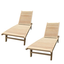 Walcut (Set of 2) Patio Outdoor Folding Chaise Lounge Chair Wooden Chair