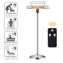Sundate Electric Patio Heater, Infrared Heater with 2 LED Lights and Remote Control, Indoor/Outdoor Standing Heater, TH15LR