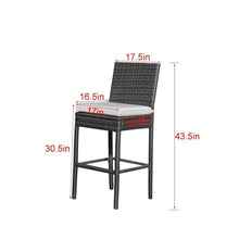 Sundale Outdoor 2 Pcs All Weather Patio Furniture Set Brown Wicker Barstool with Cushions, Blue
