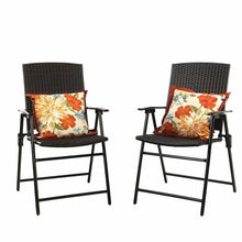 PHI VILLA Patio Rattan Folding Chair Indoor Outdoor Wicker Chair, 2 Pack