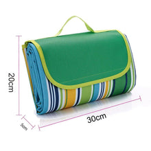 Outmall Beach Blanket, Portable Foldable Waterproof Sandproof Mat Outdoor Travel Camping Picnic Blanket Tote for BBQ Hiking Backyard Grass Sports and Games - 79" L x 57" W Size (Green Stripe)