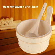 Sauna Wooden Bucket and Ladle Set with Plastic Liner 6L Volume Smooth Surface White Pine Wooden Sauna Accessory for Sauna and SPA