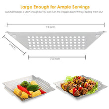 GDEALER BBQ Grill Basket 14"x12" Barbecue Grill Basket Grill Pan for Veggies, Chicken, Meats and Fish, Professional 430 Grade Stainless Steel, Silver