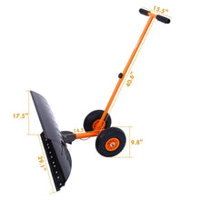 Snow Shovel, Ohuhu Adjustable Wheeled Snow Pusher, Heavy Duty Rolling Snow Plow Shovels, Efficient Snow Plow Snow Removal Tool【UPGRADED VERSION】