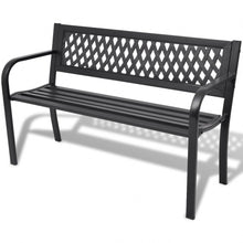 Steel 2 Seater Bench All Weather Patio Pool Black Metal Furniture For Garden Set