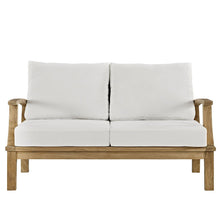 Modway Marina Teak Wood Outdoor Patio Loveseat in Natural White