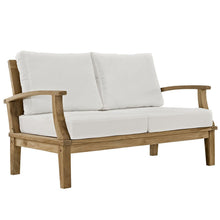Modway Marina Teak Wood Outdoor Patio Loveseat in Natural White