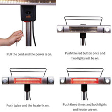 Sundate Electric Patio Heater, Infrared Heater with 2 LED Lights and Remote Control, Indoor/Outdoor Standing Heater, TH15LR