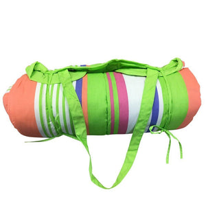 Beach Mat WITH Pillow - Rolls up Beach Mat with Carry Strap and Pillow 32x72 inch (Stripe Multi Color)