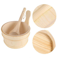 Sauna Wooden Bucket and Ladle Set with Plastic Liner 6L Volume Smooth Surface White Pine Wooden Sauna Accessory for Sauna and SPA