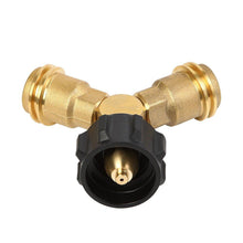 XHome Propane Y-Splitter Tee Adapter Connector 100% Solid Brass with 1-Male QCC and 2-Female QCC for BBQ grill, Heater, Propane appliances