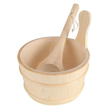Sauna Wooden Bucket and Ladle Set with Plastic Liner 6L Volume Smooth Surface White Pine Wooden Sauna Accessory for Sauna and SPA