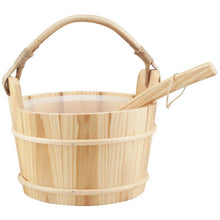 Sauna Accessory Handmade 6L Wooden Bucket and Ladle with plastic Liner For SaunaandSPA
