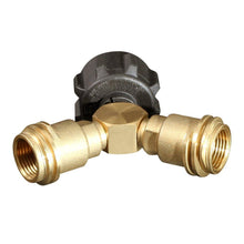 Propane Y Splitter Tee Adapter Connector, Brass Propane Tank Adapter Gas Fitting with 1-Male QCC and 2-Female QCC Fits for Newer ACME and Older POL Thread for Most BBQ grill, Heater, Stove, Camper
