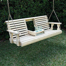 Porchgate Amish Heavy Duty 800 Lb Rollback Console Treated Porch Swing With Hanging Chains (Unfinished)