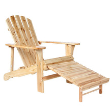 Wooden Adirondack Chair Painted With Clear Lacquer With Adjustable Footstool
