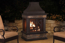 Sunjoy 35.4" x 23.6" x 56.6" Elson Slate and Steel Fireplace - Black Bronze, Large