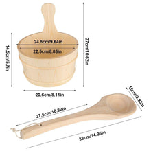 Sauna Wooden Bucket and Ladle Set with Plastic Liner 6L Volume Smooth Surface White Pine Wooden Sauna Accessory for Sauna and SPA