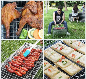 AONOKOY BBQ Grilling Basket 13.9 x 8.9in Portable Stainless Steel Grill Basket with Removable Wooden Handle