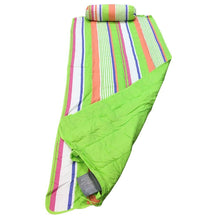 Beach Mat WITH Pillow - Rolls up Beach Mat with Carry Strap and Pillow 32x72 inch (Stripe Multi Color)