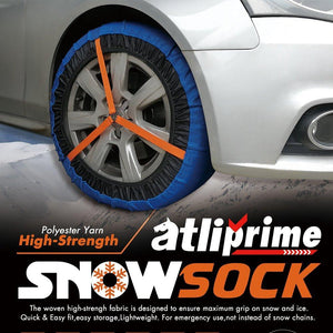 atliprime 2pcs Anti-Skid Safety Ice Mud Tires Snow Chains Auto Snow Chains Fabric Tire Chains Auto Snow Sock on Ice and Snowy Road (AT-SB74)