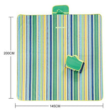 Outmall Beach Blanket, Portable Foldable Waterproof Sandproof Mat Outdoor Travel Camping Picnic Blanket Tote for BBQ Hiking Backyard Grass Sports and Games - 79" L x 57" W Size (Green Stripe)