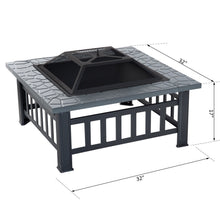Outsunny 32" Metal Square Outdoor Patio Backyard Fire Pit with Cover