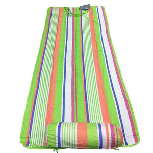 Beach Mat WITH Pillow - Rolls up Beach Mat with Carry Strap and Pillow 32x72 inch (Stripe Multi Color)