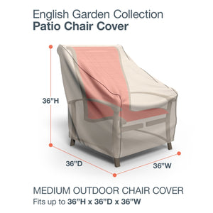 Budge English Garden Patio Chair Cover, Medium (Tan Tweed)