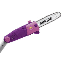 Snow Joe SWJ803E-PRP 10" 8 Amp Multi-Angle Telescopic Electric Pole Chain Saw, Purple