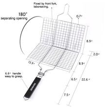 AONOKOY BBQ Grilling Basket 13.9 x 8.9in Portable Stainless Steel Grill Basket with Removable Wooden Handle