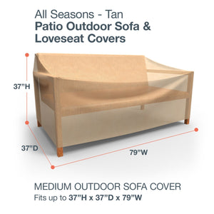 Budge All-Seasons Outdoor Patio Sofa Cover, Medium (Tan)