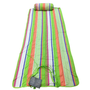 Beach Mat WITH Pillow - Rolls up Beach Mat with Carry Strap and Pillow 32x72 inch (Stripe Multi Color)